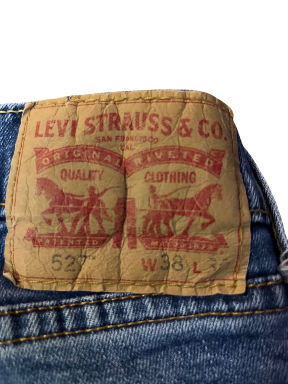Levis 527 Slim Bootcut Jeans Mens 38x30 Used Blue Stretch Denim - Picture 8 of 16